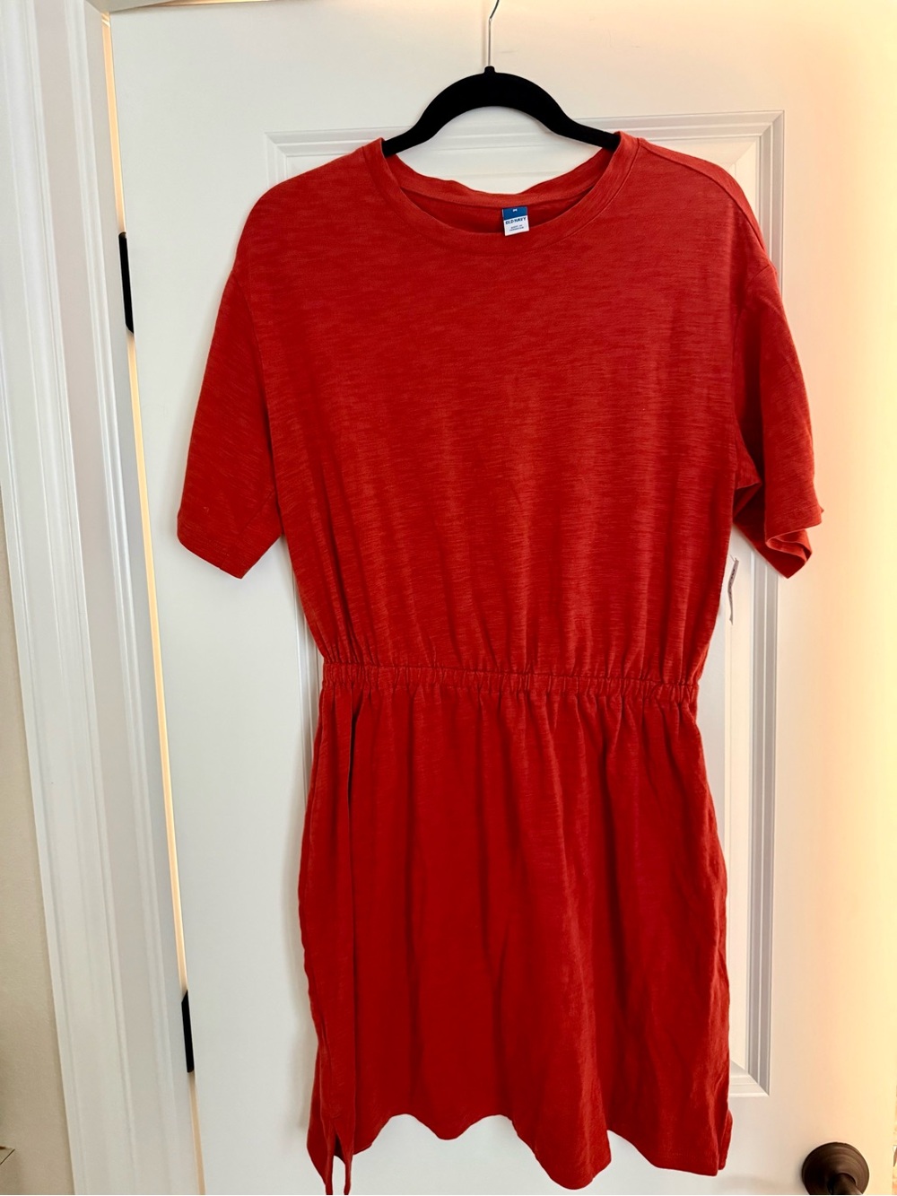 Old Navy Red Short Sleeve Elastic-Waist Casual Dress